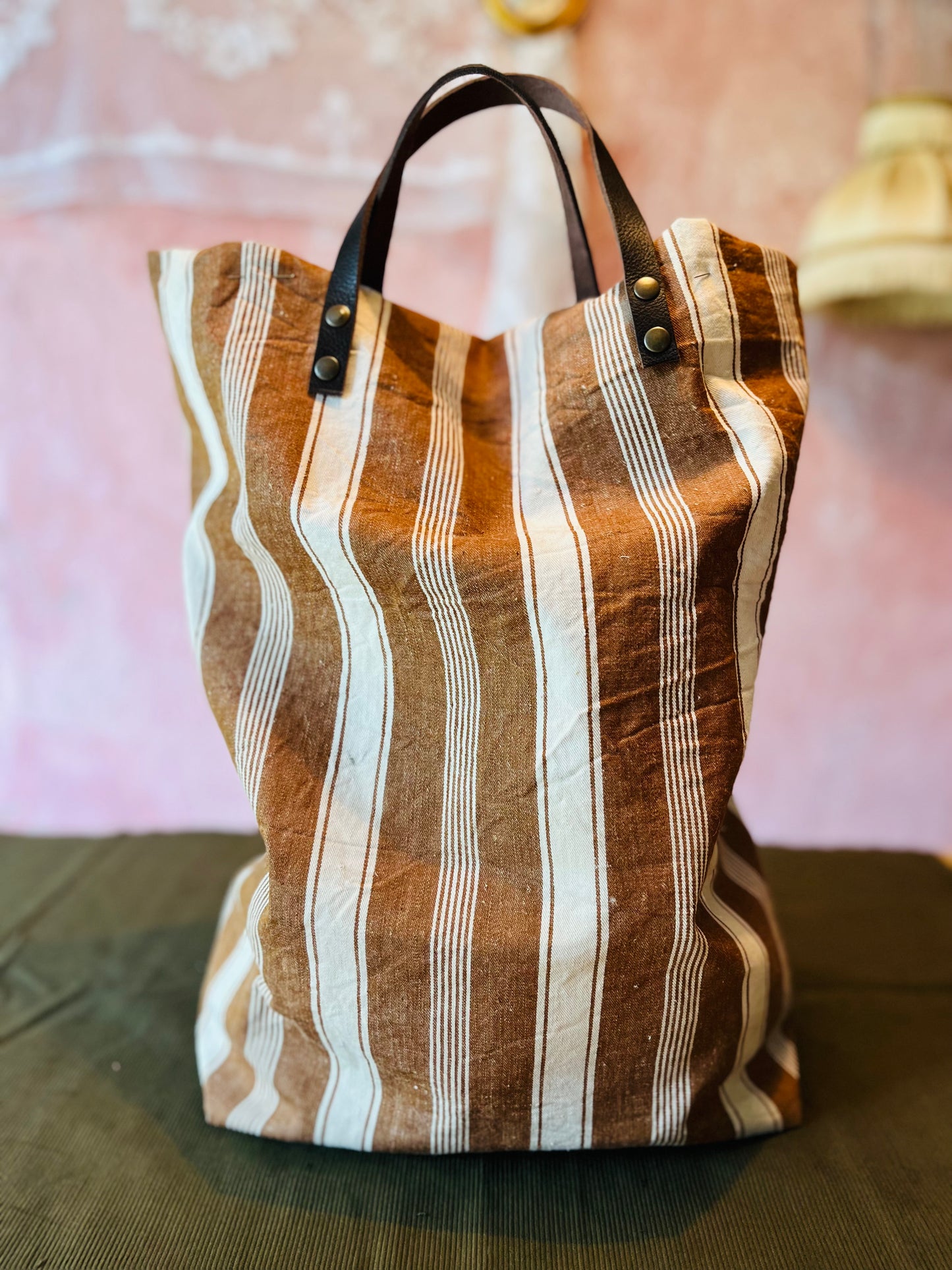 Shopper righe manici corti