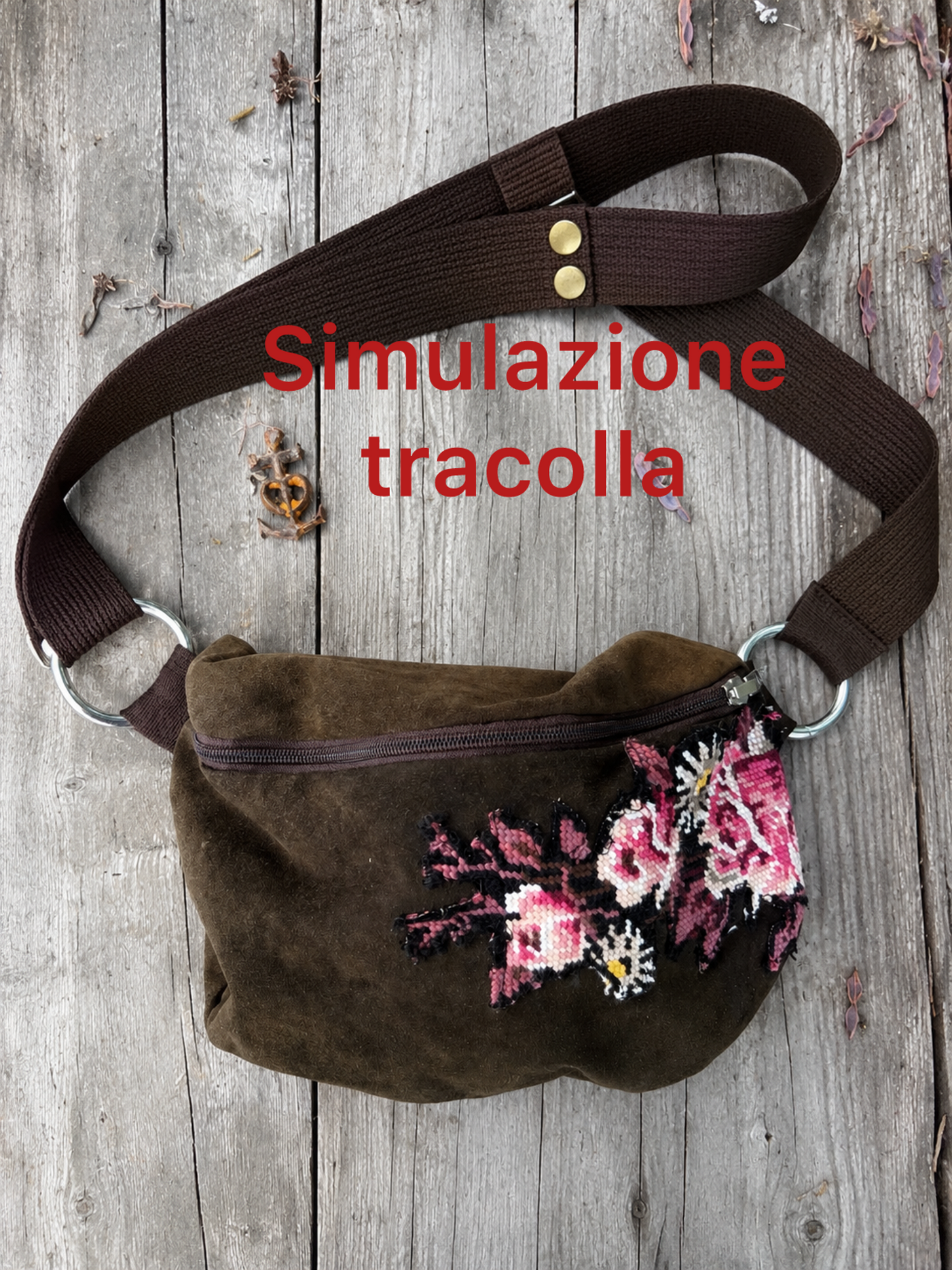 Marsupio scamosciato con mezzo punto