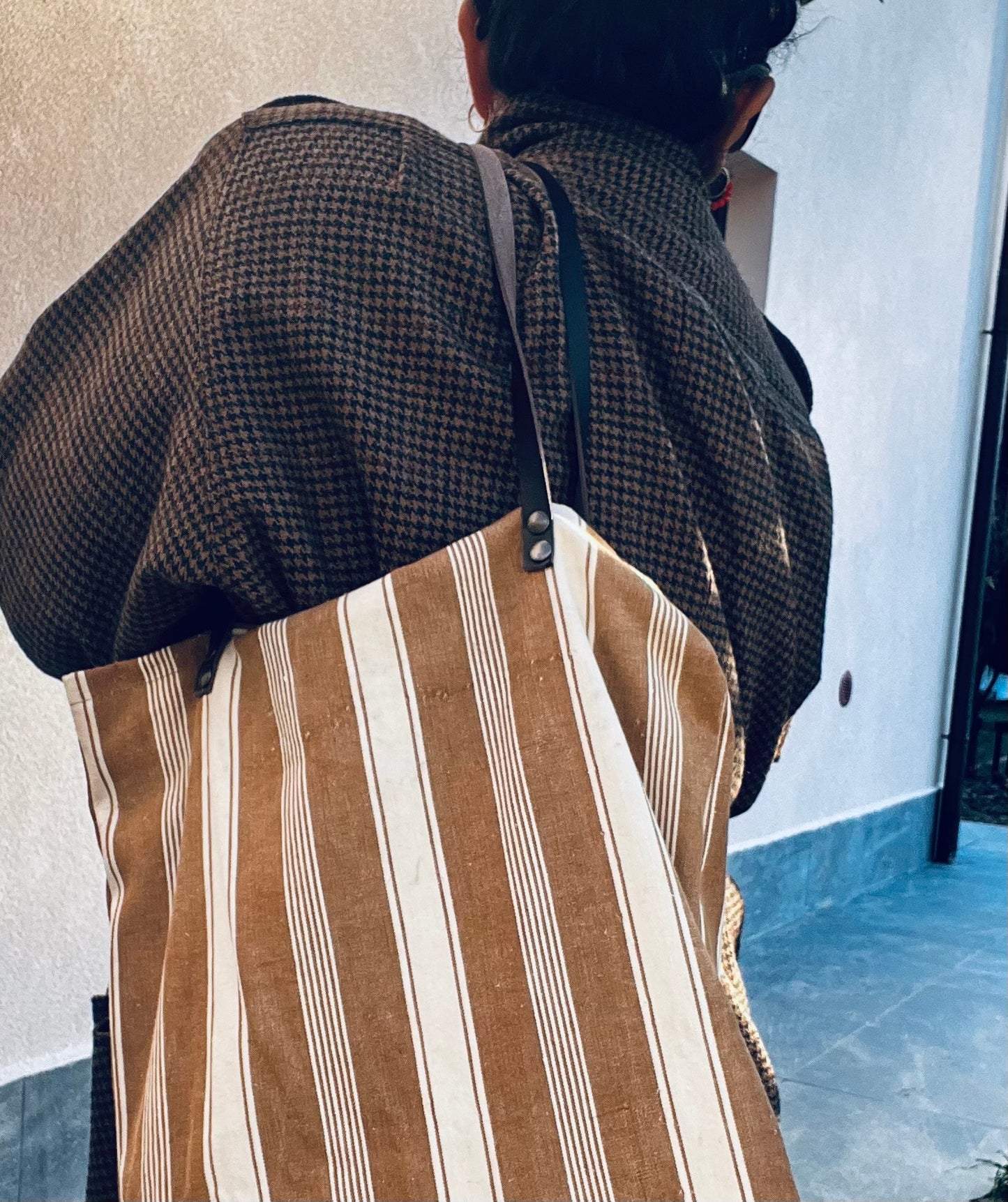 Shopper righe manici corti