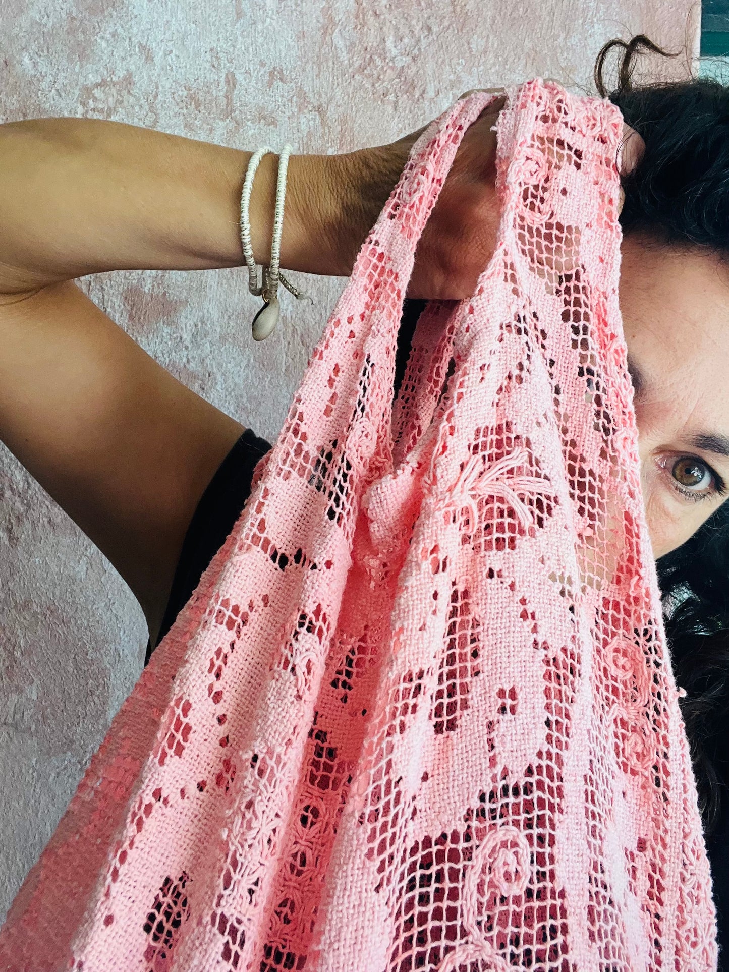 Borsa bohème rosa carico