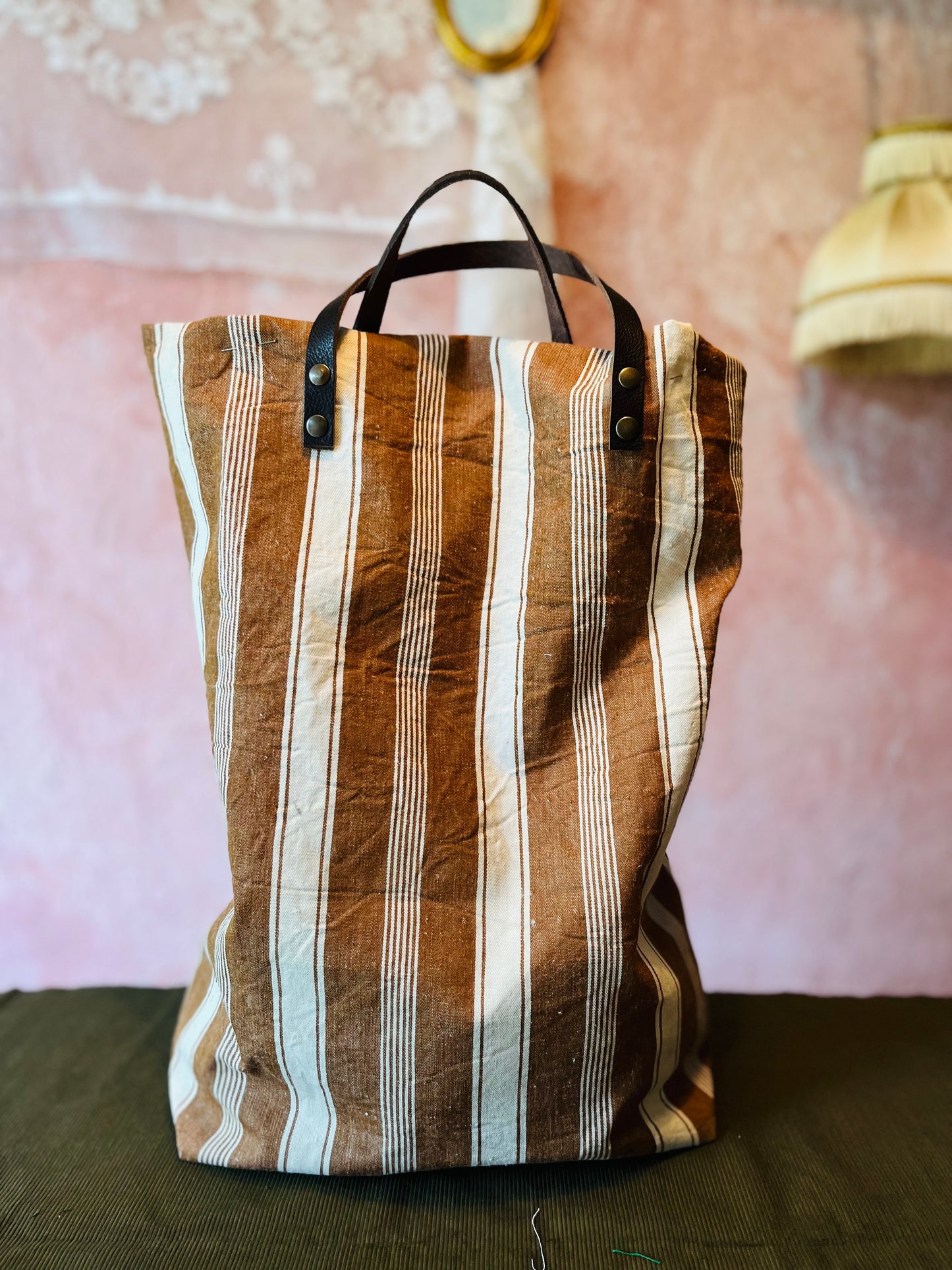 Shopper righe manici corti