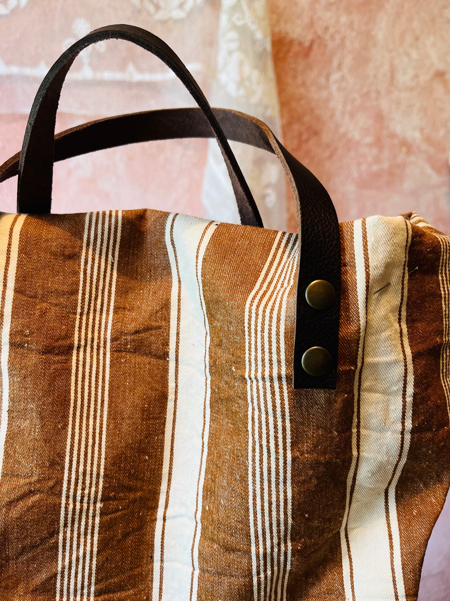 Shopper righe manici corti