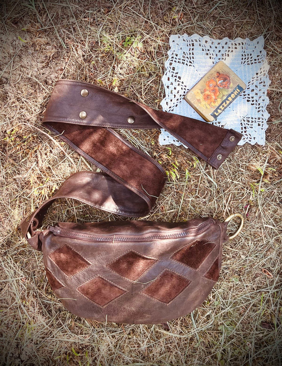 Marsupio in pelle con rombi