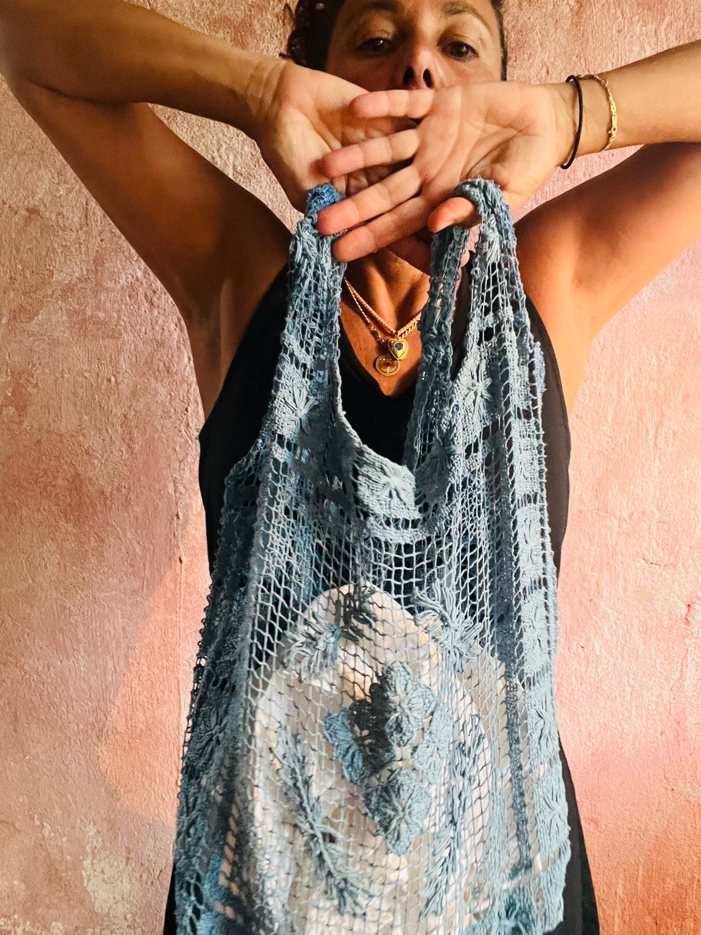 Borsa bohéme azzurro polvere