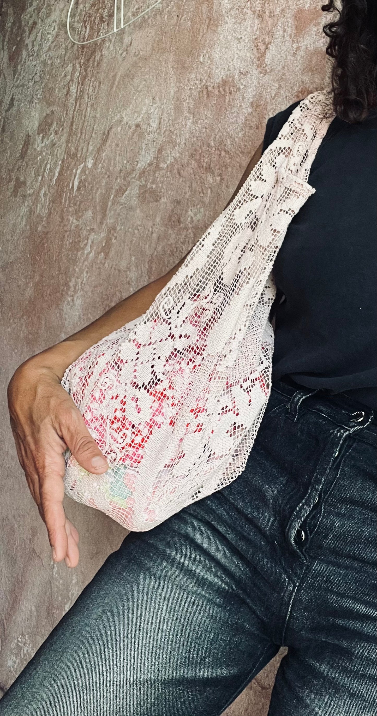 Borsa bohème rosa pallido
