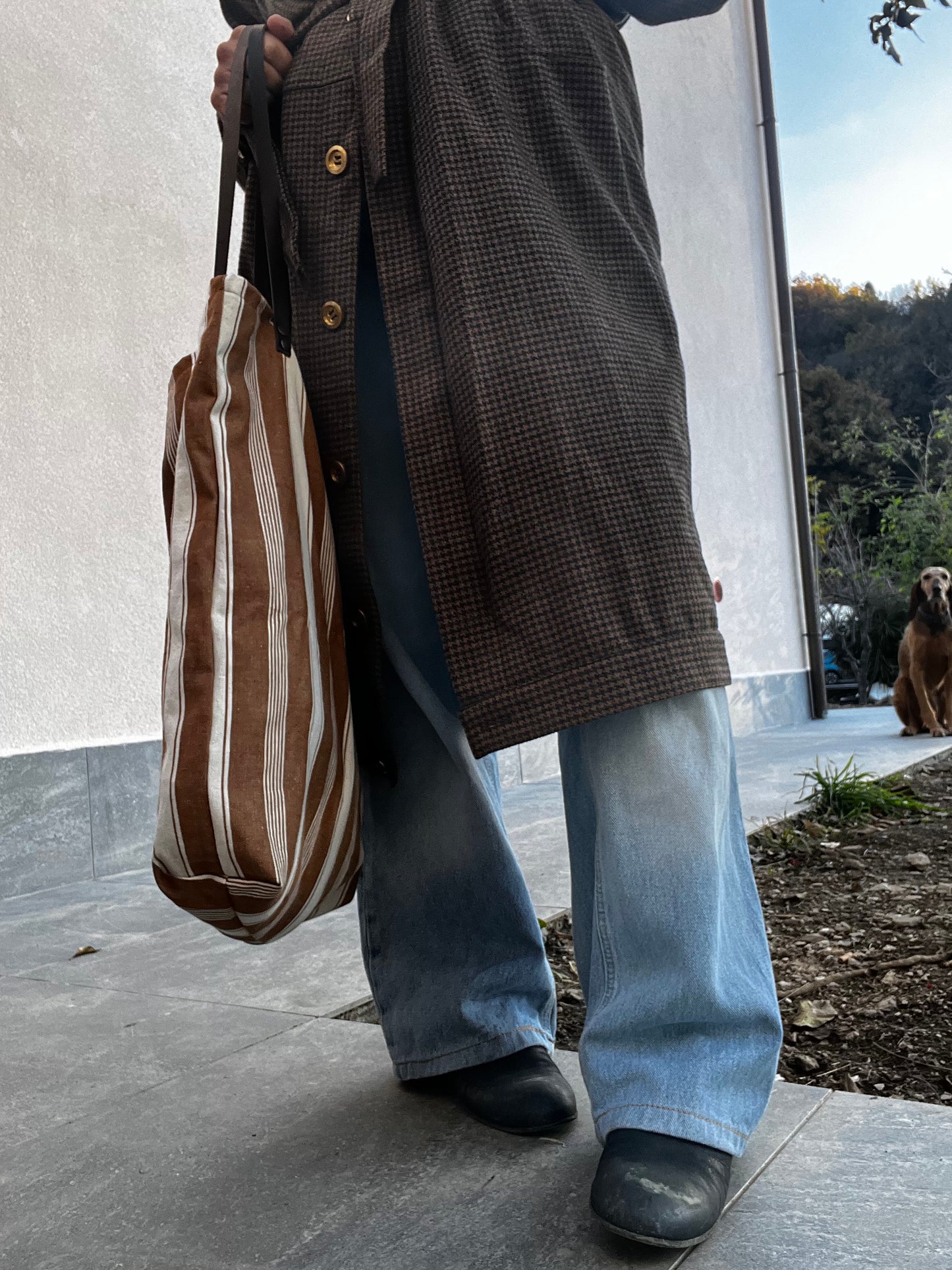 Shopper righe manici corti