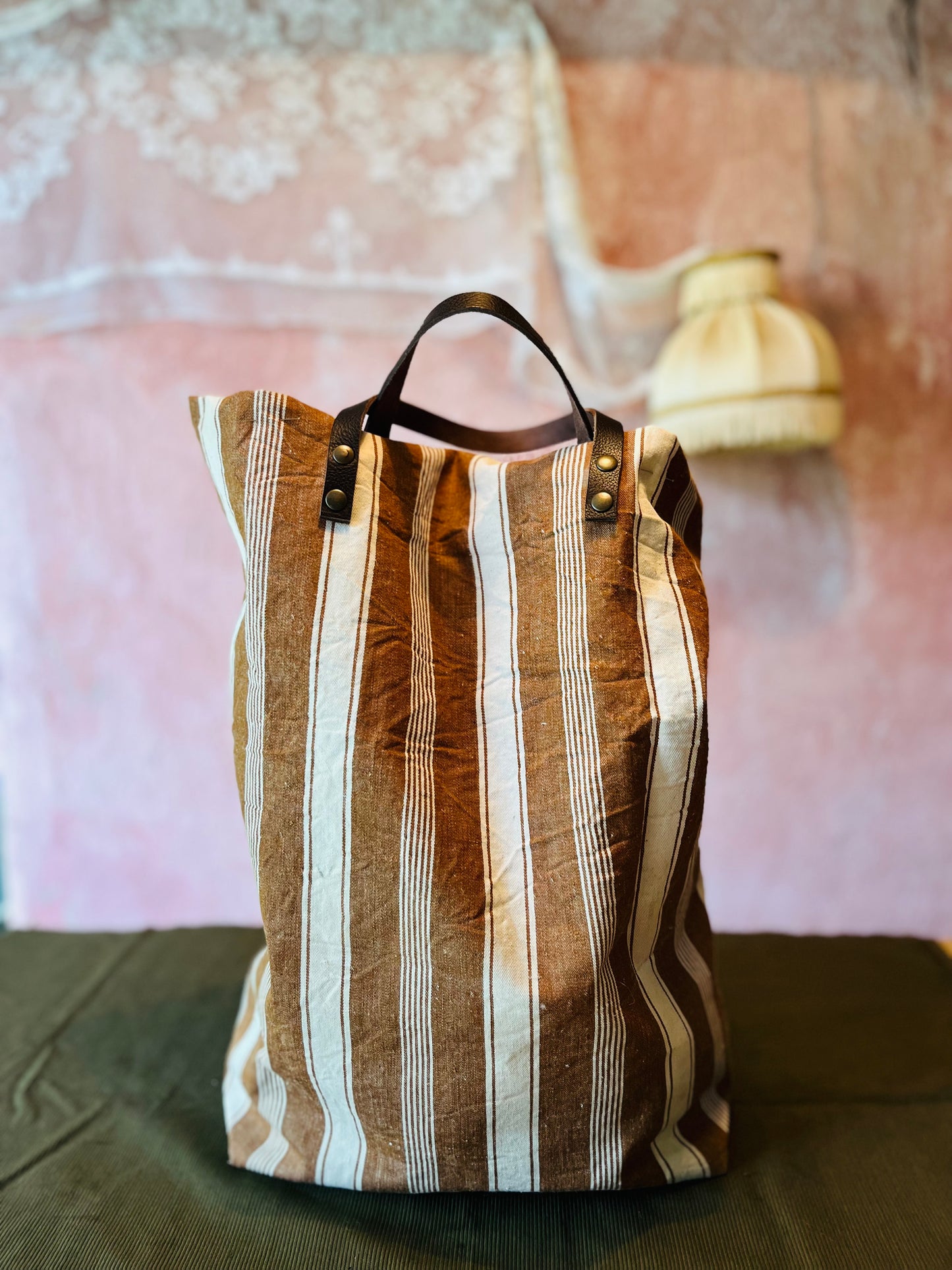 Shopper righe manici corti
