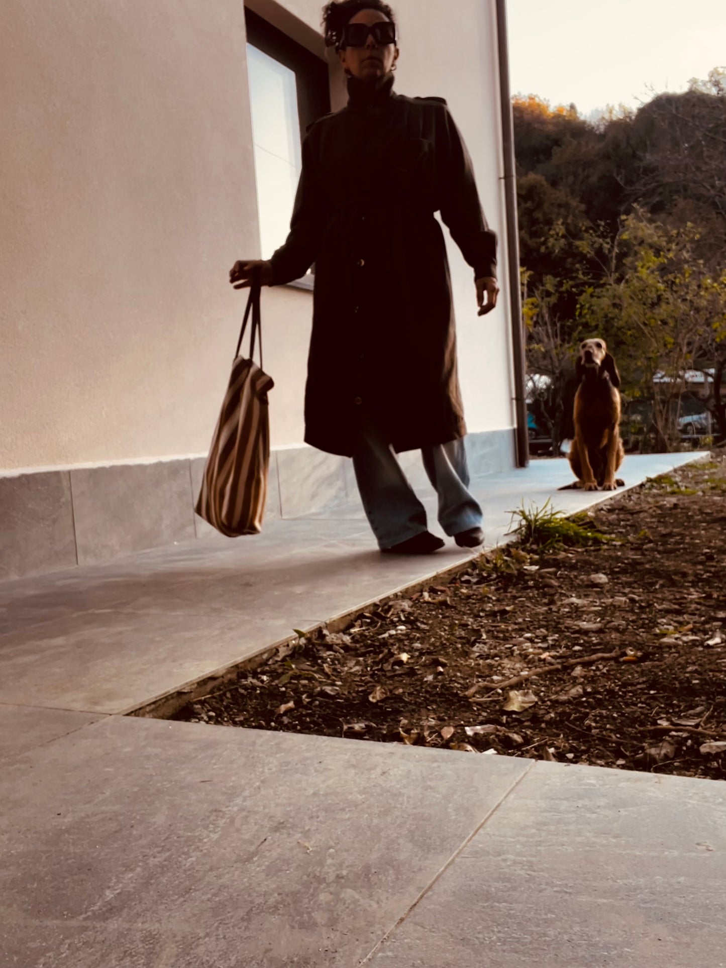 Shopper righe manici corti