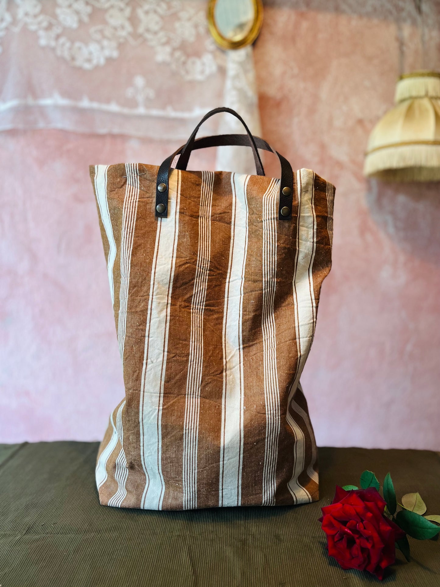 Shopper righe manici corti