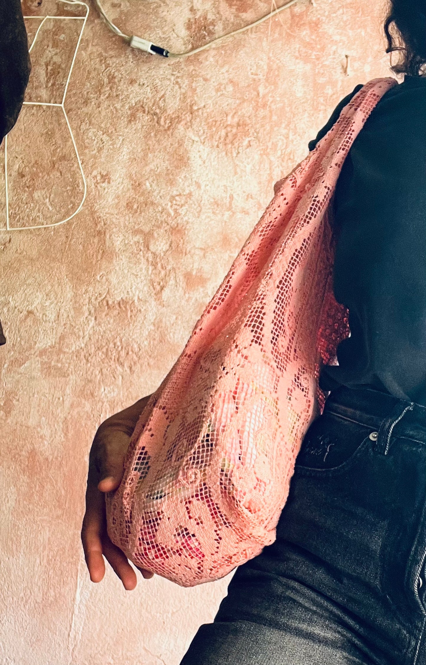 Borsa bohème rosa carico