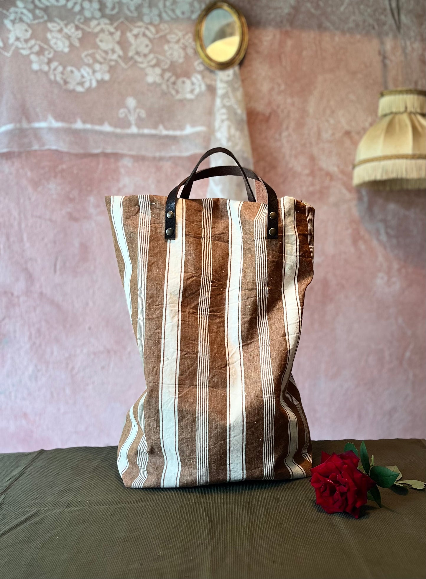 Shopper righe manici corti