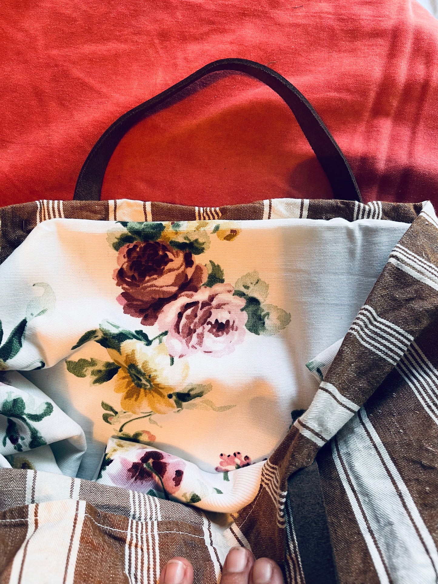 Shopper righe manici corti
