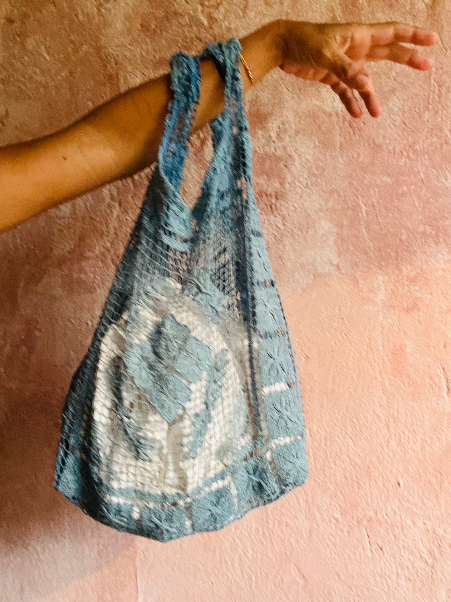 Borsa bohéme azzurro polvere