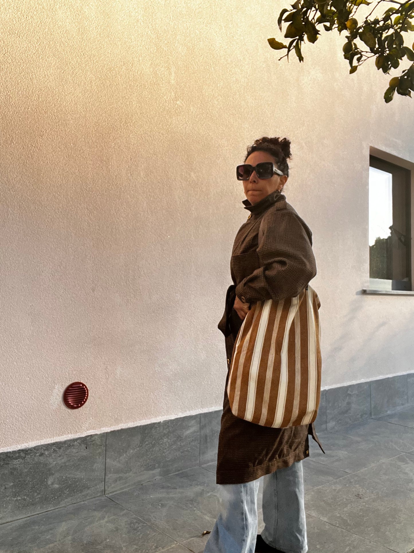 Shopper righe manici corti